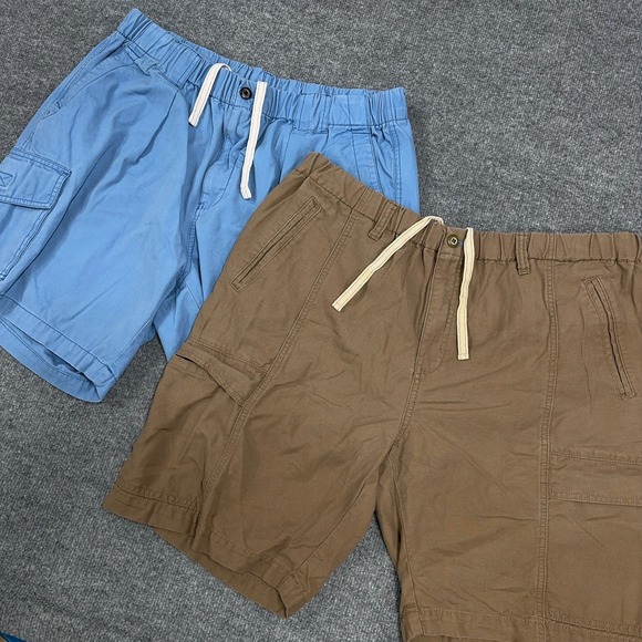 Tommy Bahama Shorts Mens XL Blue Brown *LOT OF 2* Cargo Elastic Waist Drawstring - Picture 1 of 12